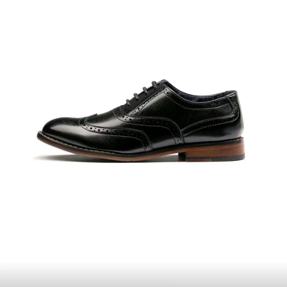 Kids Black Dress Wingtip Oxfords